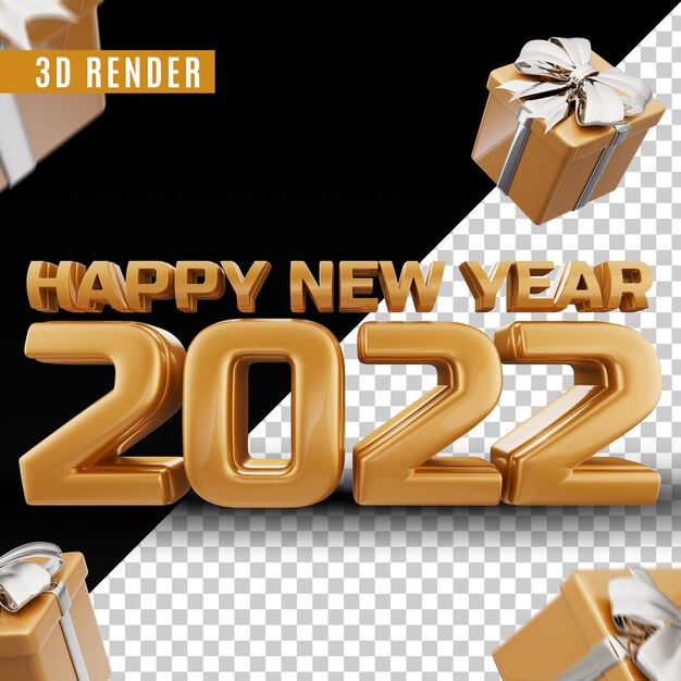 feliz ano novo 2022 3d render Premium Psd