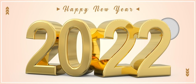 Feliz ano novo 2022 ouro e confete 3d render