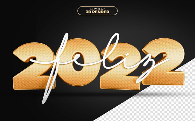 Feliz ano novo 2022 renderização 3d isolada