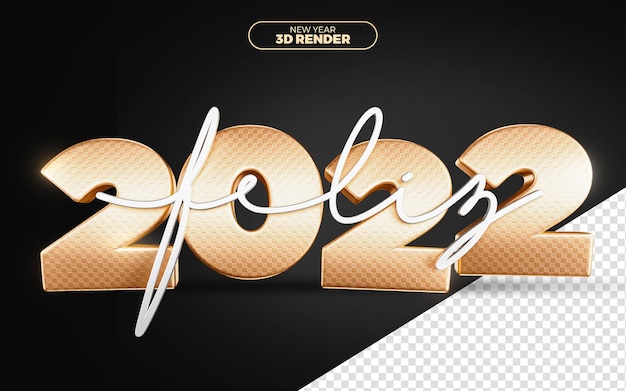 Feliz ano novo 2022 renderização 3d isolada