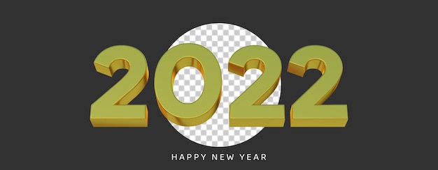 Feliz ano novo 2022 texto 3d ouro com fundo preto isolado