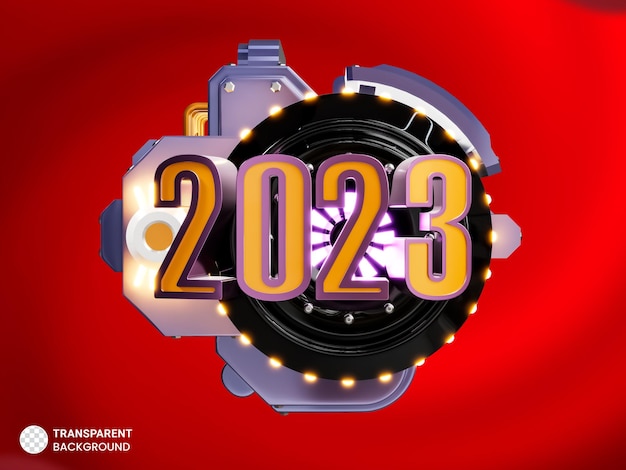 Feliz ano novo 2023 design de modelo de banner conceito de renderização 3d