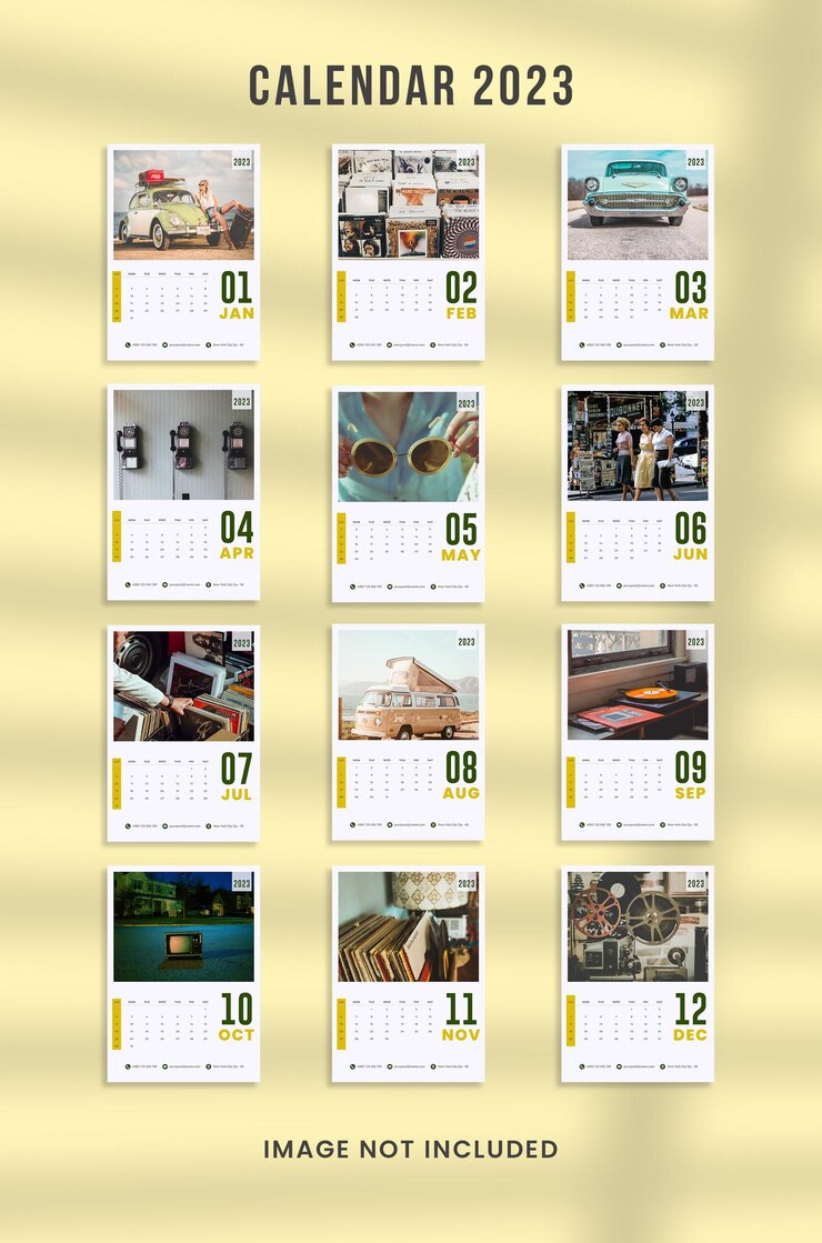 PSD feliz ano novo 2023 design e modelo de calendário