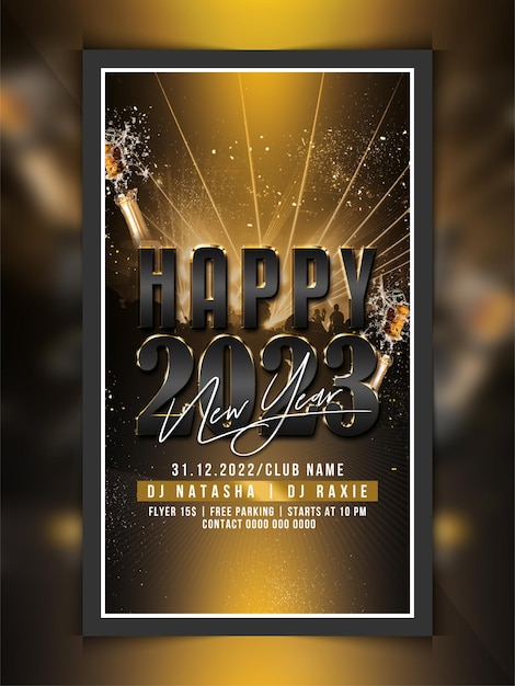 PSD feliz ano novo 2023 festa de celebração instagram modelo de banner web