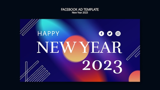 PSD feliz ano novo 2023 modelo de facebook