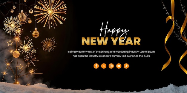 Feliz Ano Novo 2024 Banner de Letras de Ouro Inteligência Artificial Gerativa