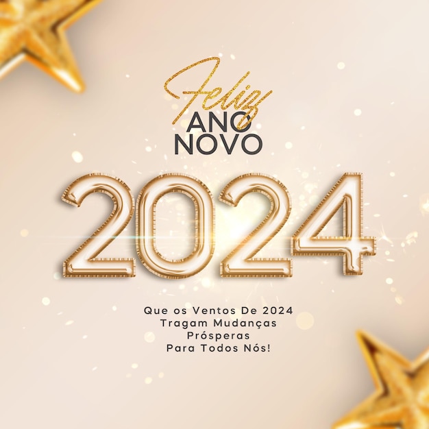 Feliz ano novo 2024 ouro celebrando postagem de mídia social editável