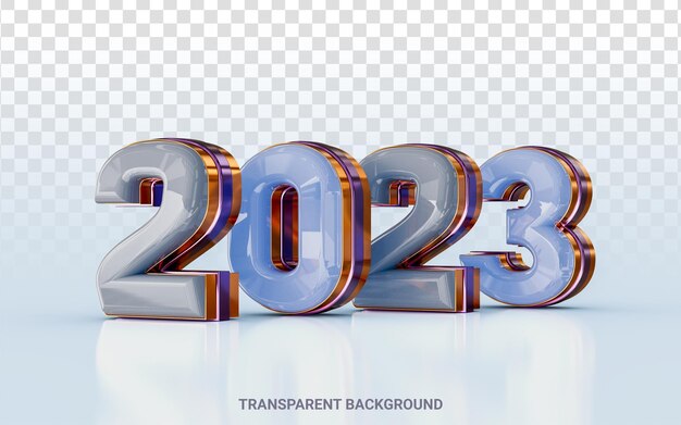 feliz ano novo brilhante realista 2023 com efeito dourado conceito de renderização 3d para cartaz de banner