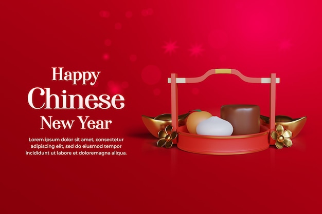 Feliz ano novo chinês com ornamento 3D