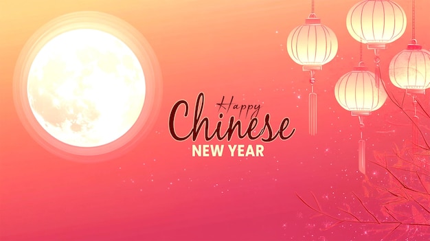 Feliz Ano Novo Chinês fundo de saudação de gradiente com texto editável