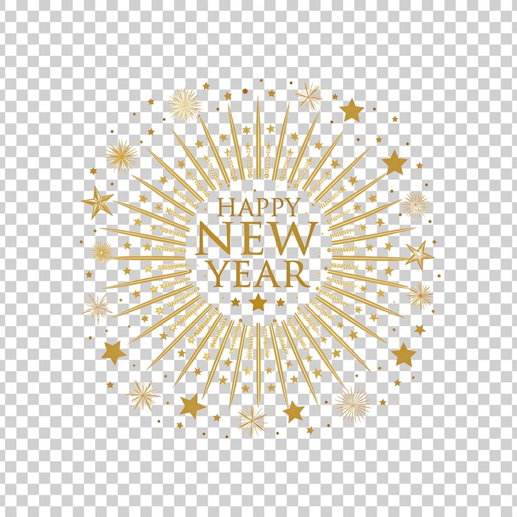 PSD feliz ano novo em fundo transparente