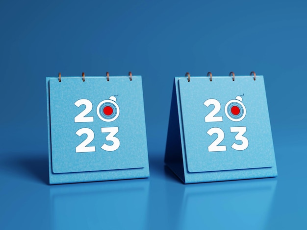 Feliz ano novo modelo de calendário renderizado em 3d 2022