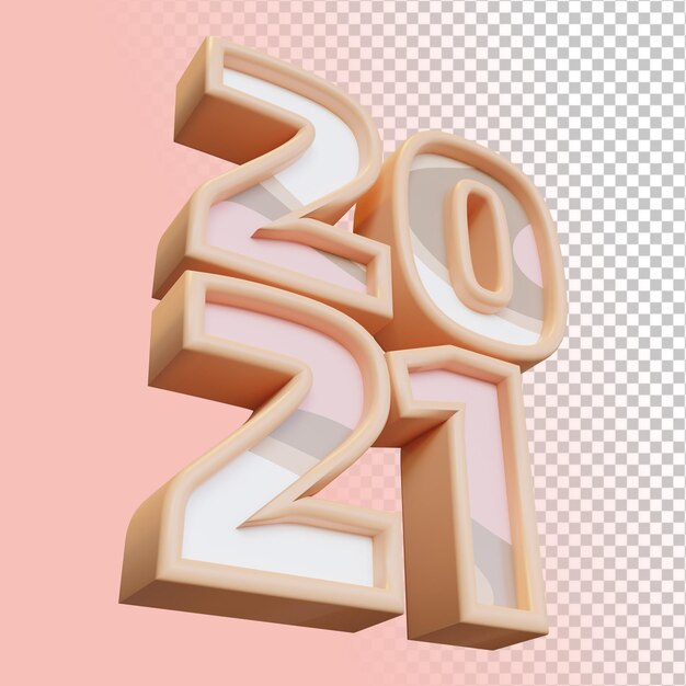 Feliz año nuevo 2021 veintiún número en negrita 3D Render aislado