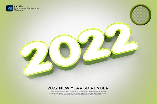 Feliz año nuevo 2022 3d render color verde