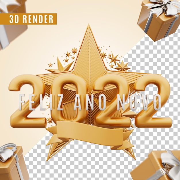 Feliz año nuevo 2022 3d render