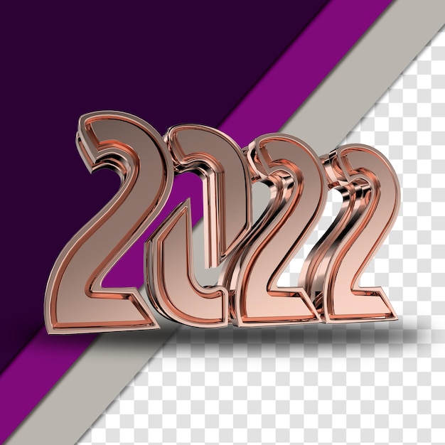 Feliz año nuevo 2022 cobre negrita alta calidad render aislado