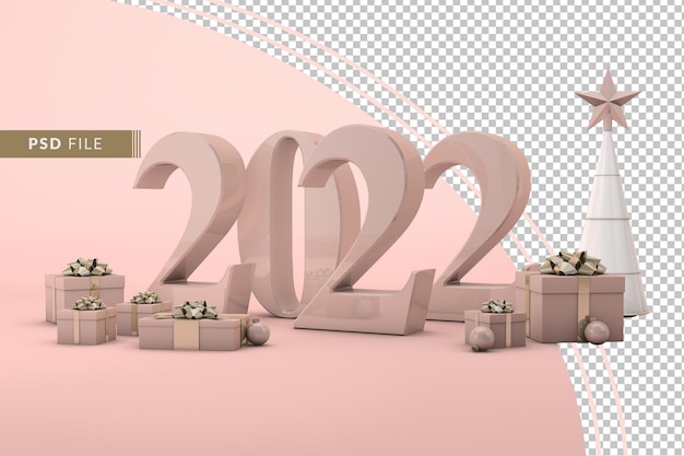 Feliz año nuevo 2022 concepto rosa de lujo