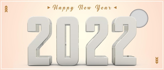 Feliz año nuevo 2022 plata y confeti 3d render