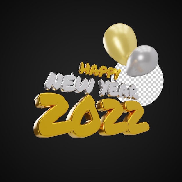 PSD feliz año nuevo 2022 texto 3d render