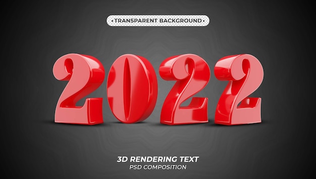 PSD feliz año nuevo 2022 texto de renderizado 3d