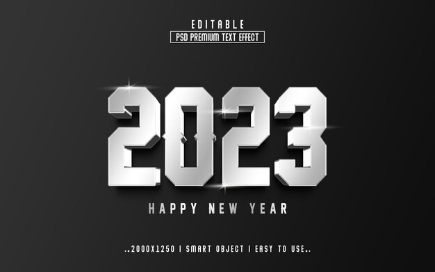 Feliz año nuevo 2023 Estilo de efecto de texto editable en 3D Premium PSD con fondo