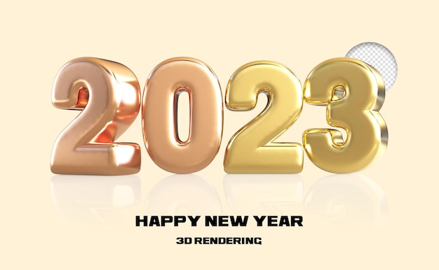 PSD feliz año nuevo 2023 número 2023 banner dorado 3d