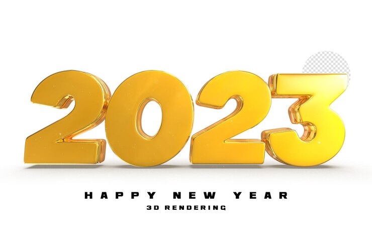 PSD feliz año nuevo 2023 número 3d