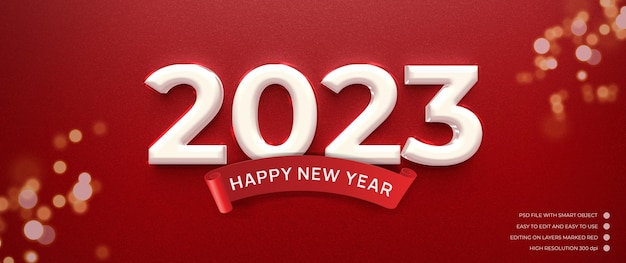 Feliz año nuevo 2023 número estilo efecto 3d