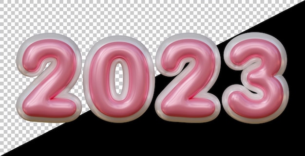 PSD feliz año nuevo 2023 número con estilo moderno 3d