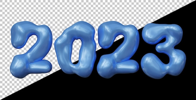 Feliz año nuevo 2023 número con estilo moderno 3d