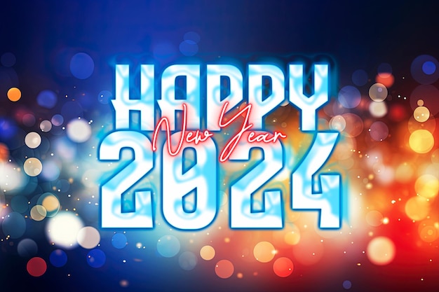 PSD feliz año nuevo 2023 plantilla de diseño de banner con fondo borroso