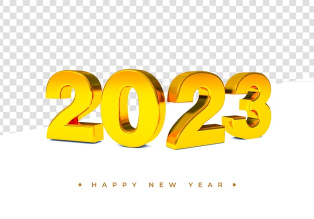 Feliz año nuevo 2023 con render dorado.