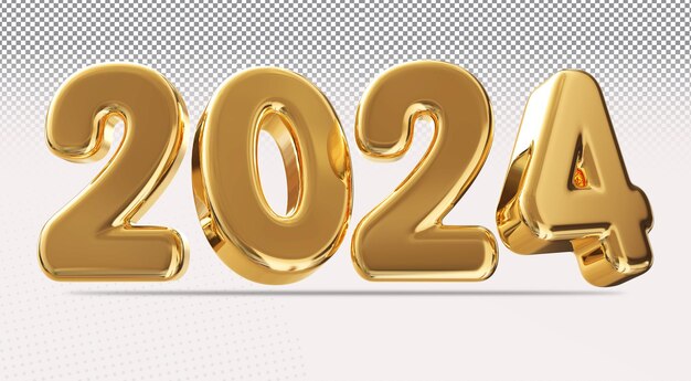Feliz año nuevo 2024 3D Número Render