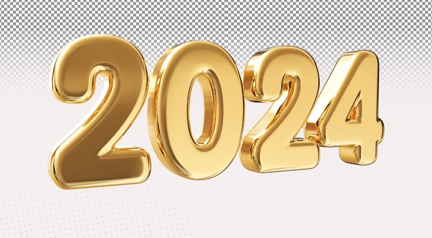 Feliz año nuevo 2024 3D Número Render