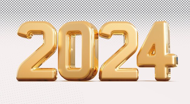 Feliz año nuevo 2024 3D Número Render