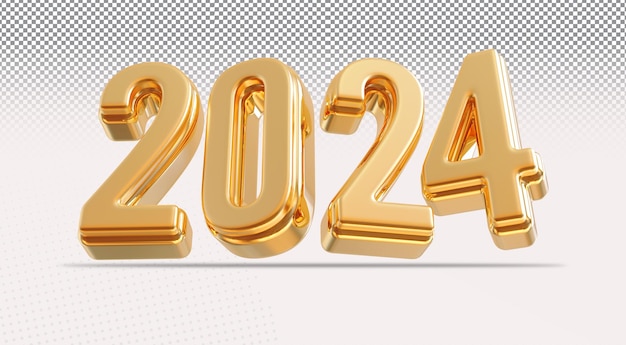 Feliz año nuevo 2024 3D Número Render