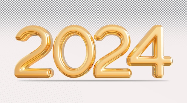 Feliz año nuevo 2024 3D Número Render