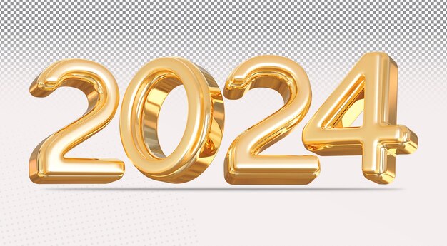 Feliz año nuevo 2024 3D Número Render