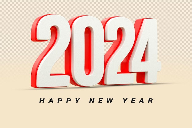 Feliz año nuevo 2024 3d render texto para psd composición celebración del año nuevo