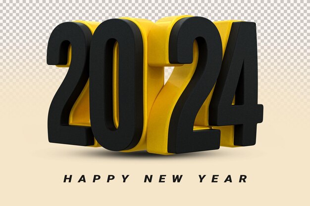 Feliz año nuevo 2024 3d render texto para psd composición celebración del año nuevo