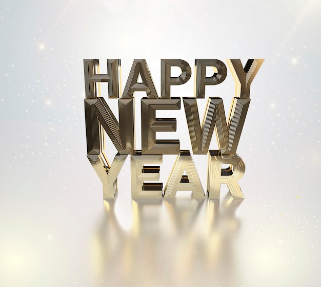 PSD feliz año nuevo 2024 diseño de banner de efecto de texto dorado 3d