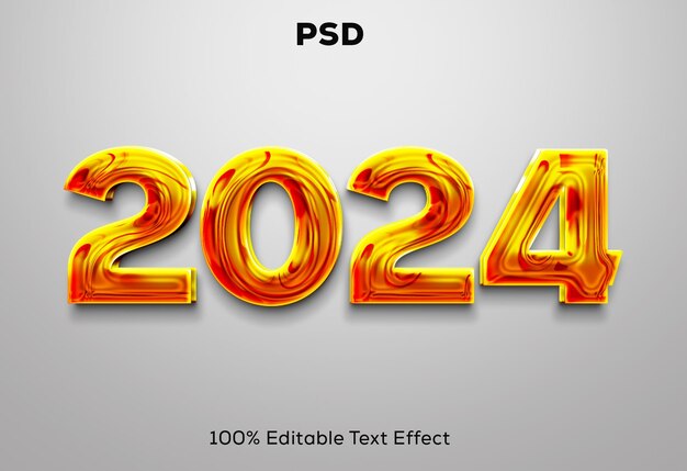 PSD feliz año nuevo 2024 efecto de texto en 3d