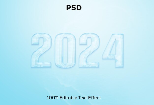 PSD feliz año nuevo 2024 efecto de texto en 3d