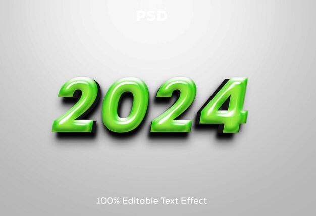 PSD feliz año nuevo 2024 efecto de texto editable en 3d