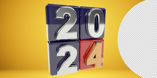 PSD feliz año nuevo 2024 en un fondo transparente