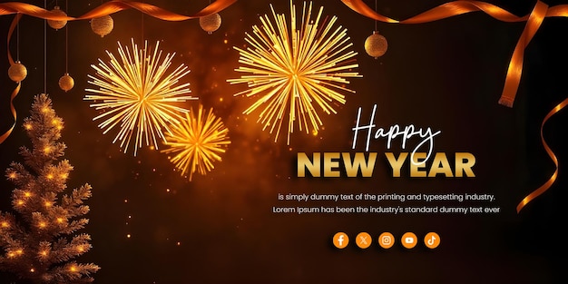Feliz año nuevo 2024 Gold Lettering Banner IA generativa