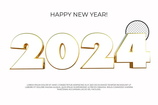 PSD feliz año nuevo 2024 número 3d render