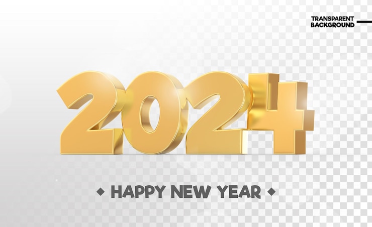 PSD feliz año nuevo 2024 número 3d render