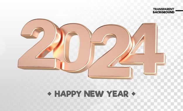 Feliz año nuevo 2024 Número 3D Render