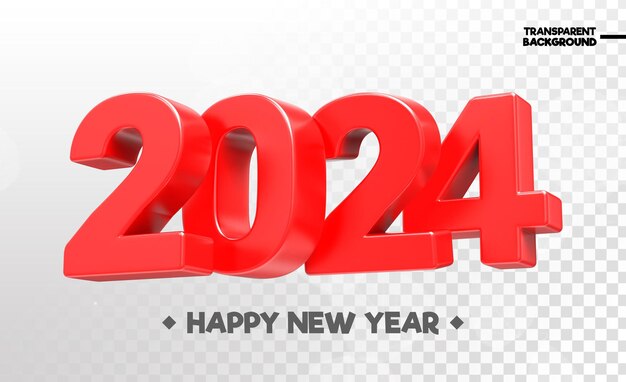 Feliz año nuevo 2024 Número 3D Render